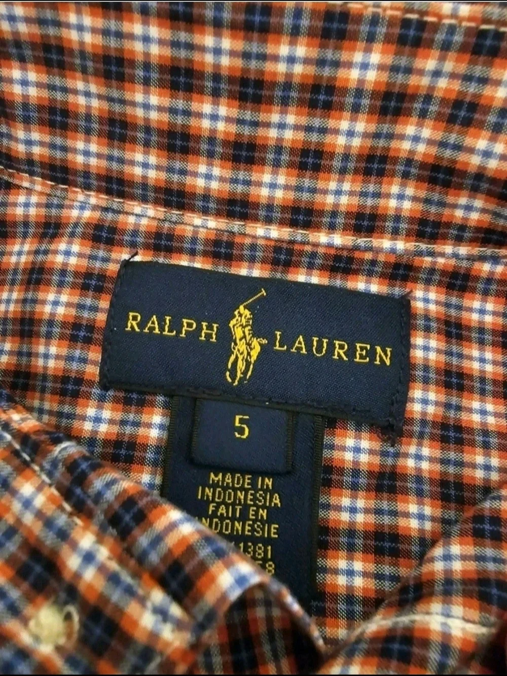 Polo Ralph Lauren Boys Long Sleeve Plaid Button Down Shirt Size 5 Red Blue